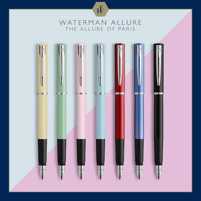 Waterman Allure Fountain Pen | Macaron Pink Pastel Lacquer | Fine Nib | Blue Ink | With Gift Box