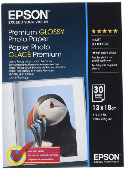 Epson C13S042154 Premium Glossy Photo Paper - Glossy photo paper - 13cm x 18cm - 255 g/m2 - 30 sheet(s) - white