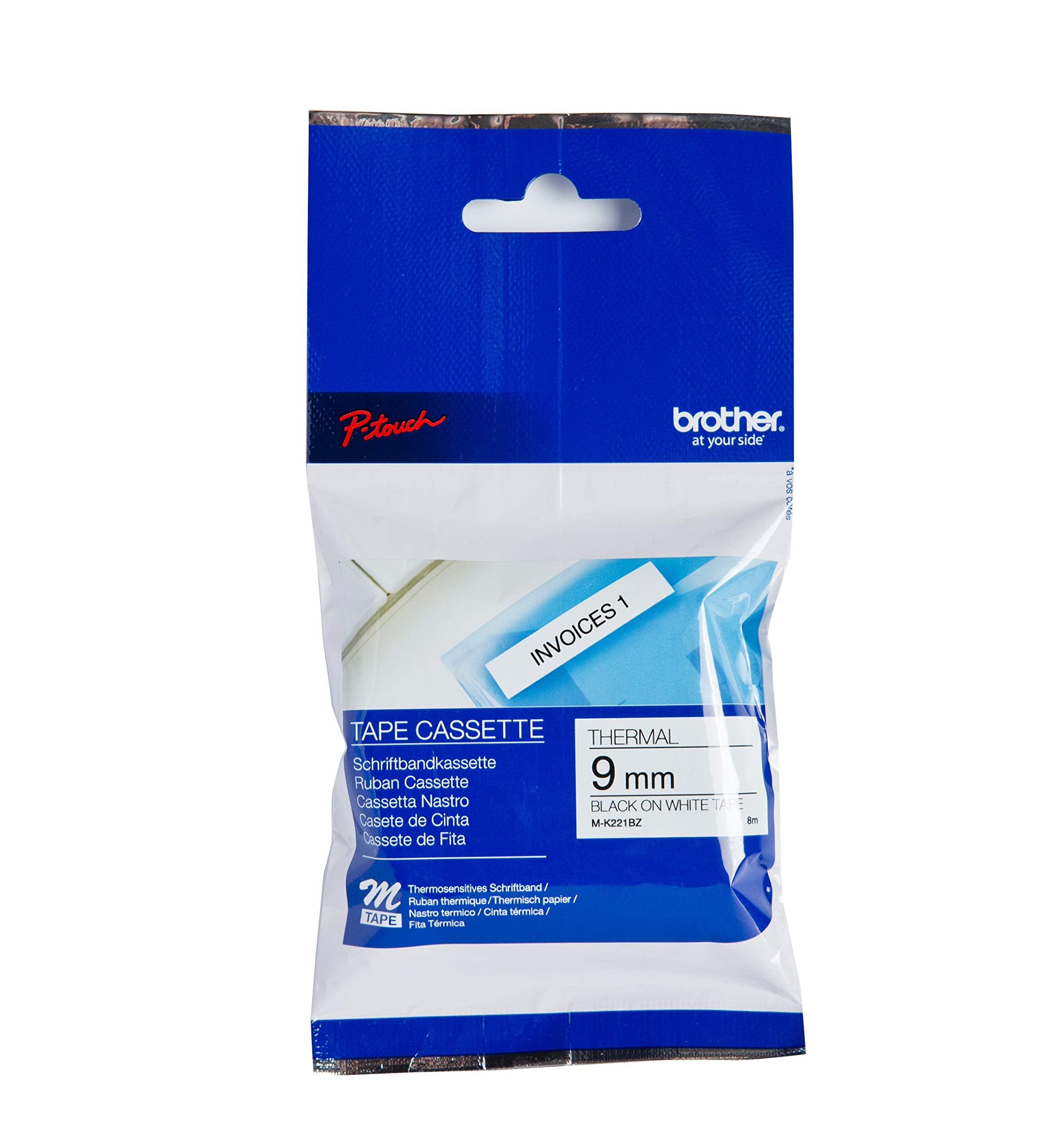 BROTHER MK221BZ TAPE, 9MM, BLACK/WHITE (10 pieces