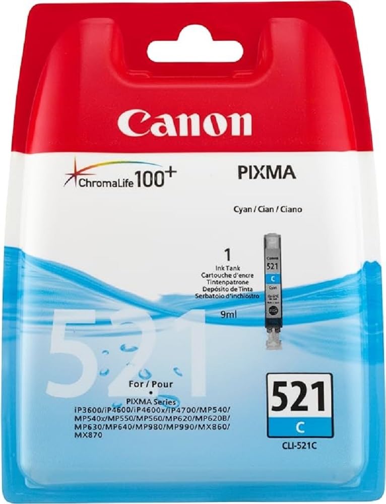 Canon Cli-521 Cyan Ink Ip3600 Ip4600 Ip4600X Ip4700