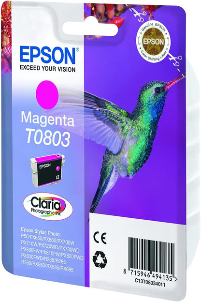 Epson T0803 Magenta Hummingbird Genuine Ink, Claria Photo HD Ink Cartridge