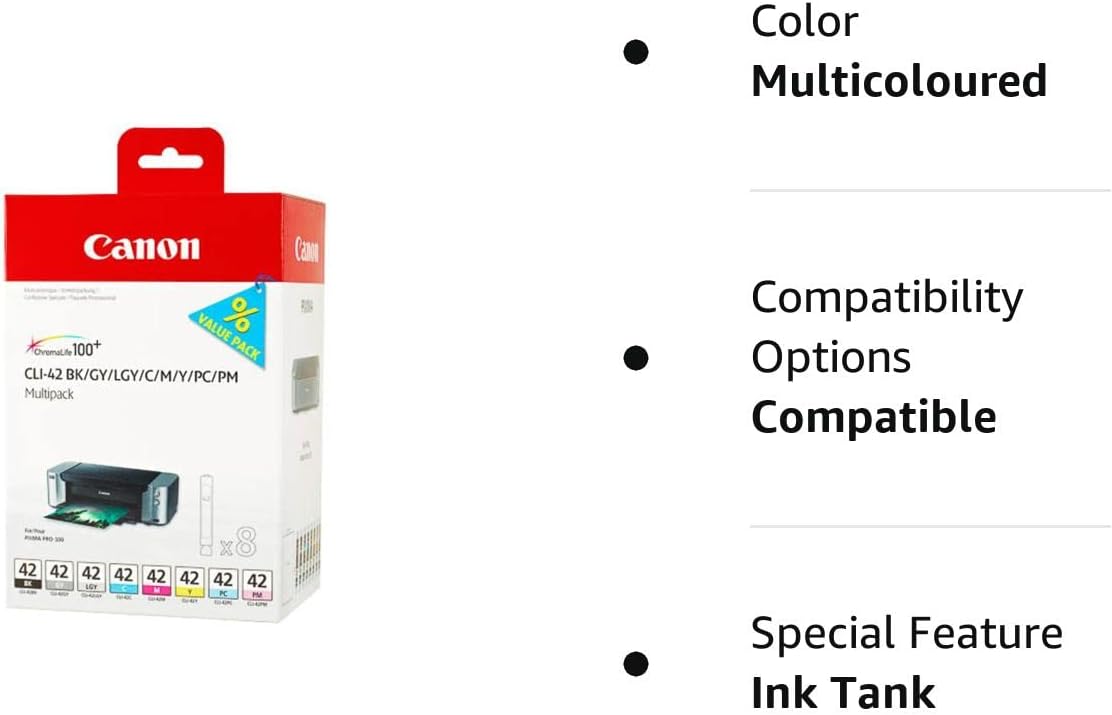 Canon CLI 42 8 original Tintenpatrone Multipack BK/GY/LGY/C/M/Y/PC/PM für Pixma Drucker PRO100 PRO100S