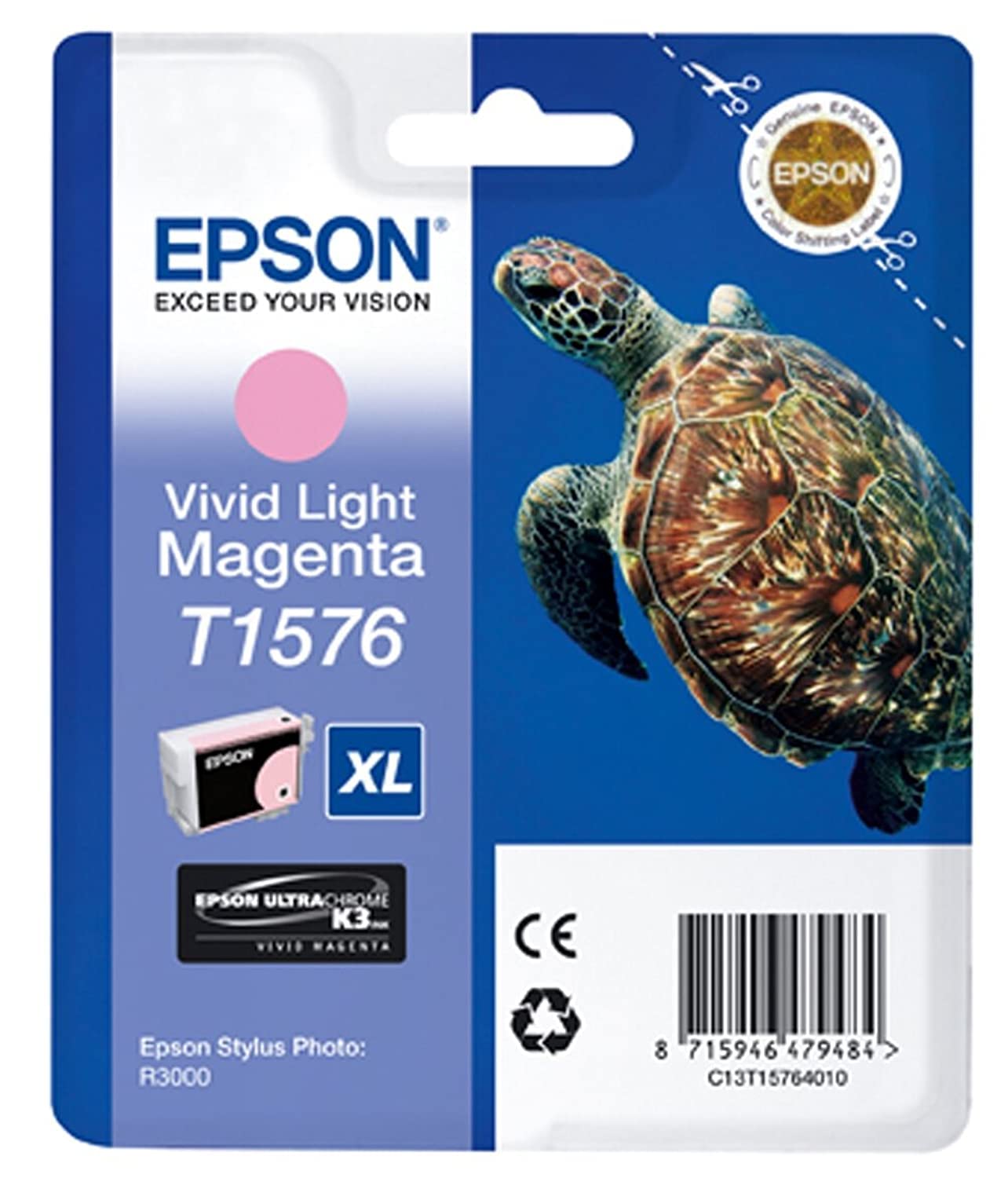 Epson T1576, Print Cartridge 1 x Vivid, Light Magenta, Genuine