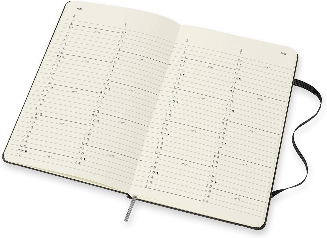 Moleskine - 18-Month Monthly Planner/Diary, Monthly Planner 2021/2022, Monthly Planner with Hard Cover and Elastic Closure, Size Large 13 x 21 cm, Colour Black, 128 Pages Hard Cover Large