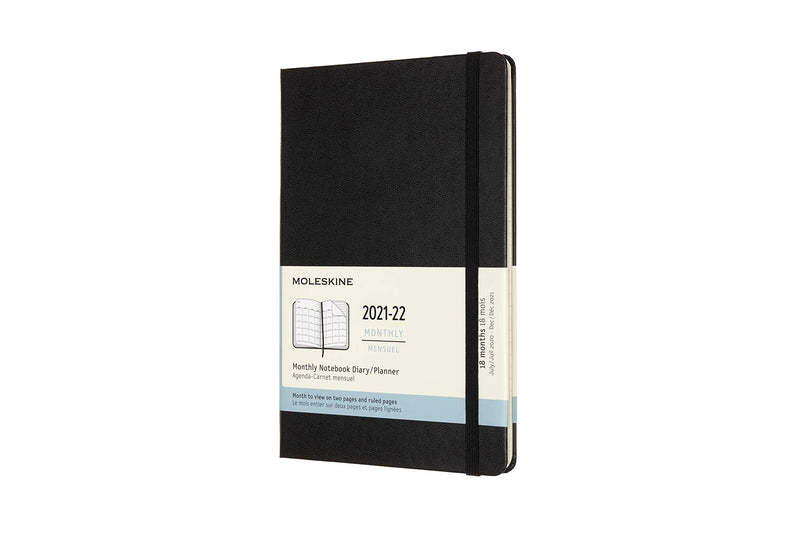 Moleskine - 18-Month Monthly Planner/Diary, Monthly Planner 2021/2022, Monthly Planner with Hard Cover and Elastic Closure, Size Large 13 x 21 cm, Colour Black, 128 Pages Hard Cover Large