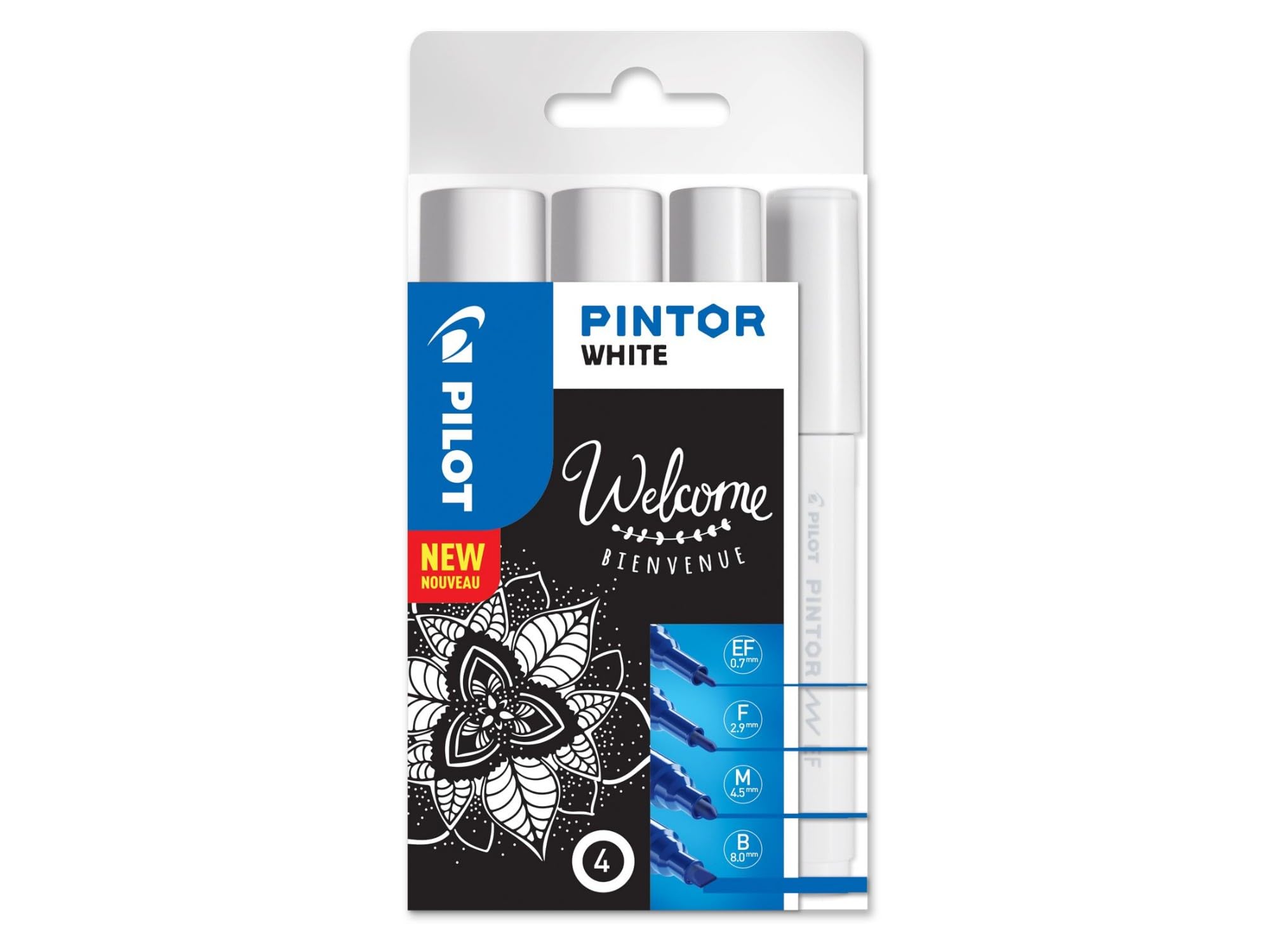 Pilot - Pintor, Set of 4 Creative Multi-Surface Water-Based Permanent Markers - Quick Dry - For Fabrics, Glass, Wood, Stone, DIY/Amateur Artists - Extra Fine, Fine, Medium and Broad Tips