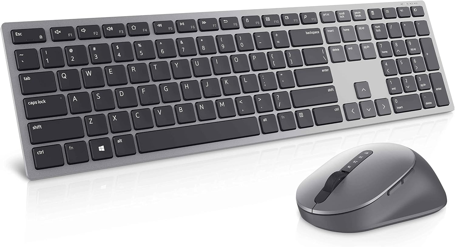 Dell KM7321W Premier Multi-Device Wireless Keyboard and Mouse, UK (QWERTY), 2.4GHz, Bluetooth 5.0, 128-bit AES Encryption, 4000 dpi, Compatible with Windows, Mac, Linux, Chrome and Android, (Grey