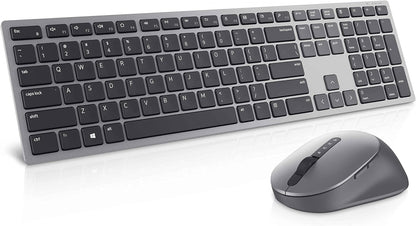 Dell KM7321W Premier Multi-Device Wireless Keyboard and Mouse, UK (QWERTY), 2.4GHz, Bluetooth 5.0, 128-bit AES Encryption, 4000 dpi, Compatible with Windows, Mac, Linux, Chrome and Android, (Grey