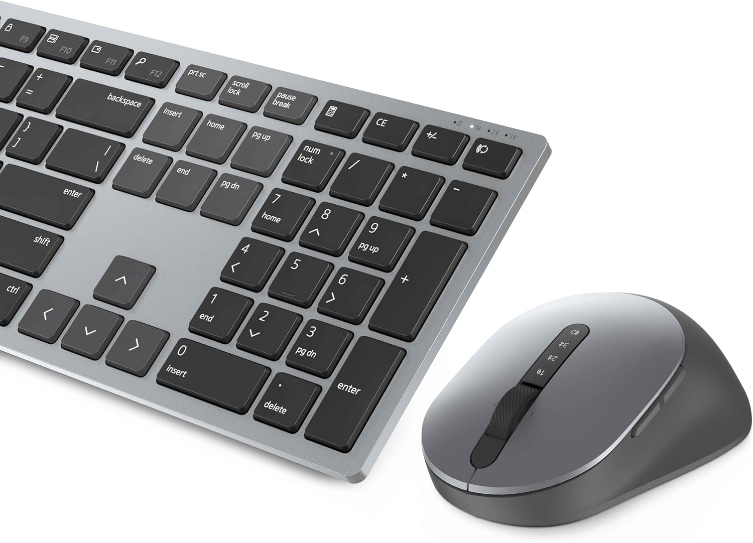 Dell KM7321W Premier Multi-Device Wireless Keyboard and Mouse, UK (QWERTY), 2.4GHz, Bluetooth 5.0, 128-bit AES Encryption, 4000 dpi, Compatible with Windows, Mac, Linux, Chrome and Android, (Grey