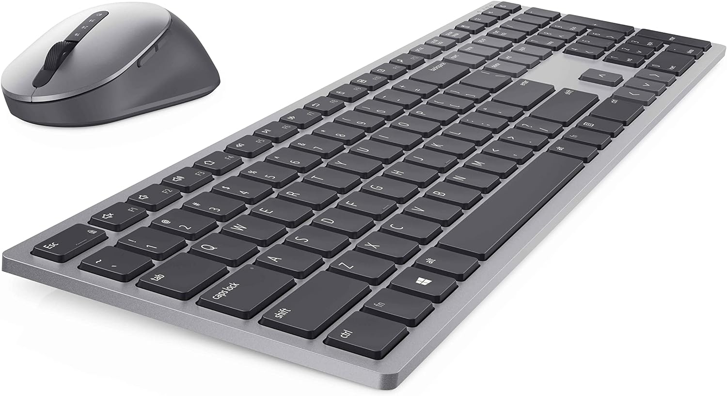 Dell KM7321W Premier Multi-Device Wireless Keyboard and Mouse, UK (QWERTY), 2.4GHz, Bluetooth 5.0, 128-bit AES Encryption, 4000 dpi, Compatible with Windows, Mac, Linux, Chrome and Android, (Grey