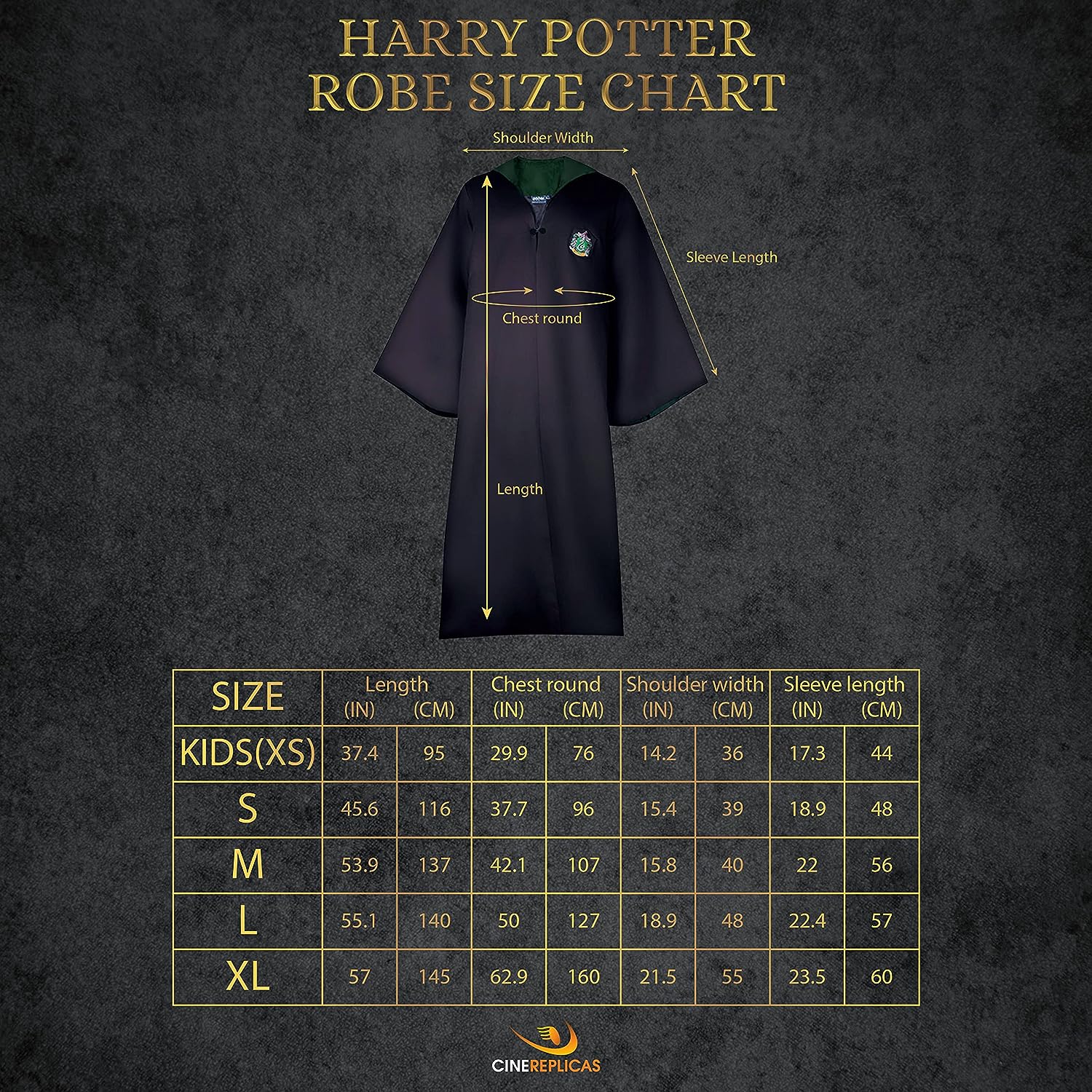 Cinereplicas Harry Potter - Hogwarts Robe - XS(Kids)/S/M/L/XL - Official License X-Large Slytherin