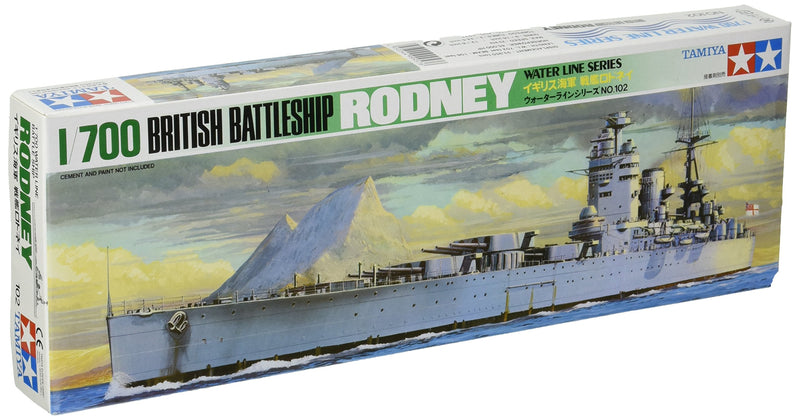 Tamiya-1/700 British Battleship Model Boat TAMIYA 1:700 Brit. Acorazado Rodney WL-modelismo, Manualidades, Hobby, Pegado, Kit de plástico, Multicolor, Talla única (77502