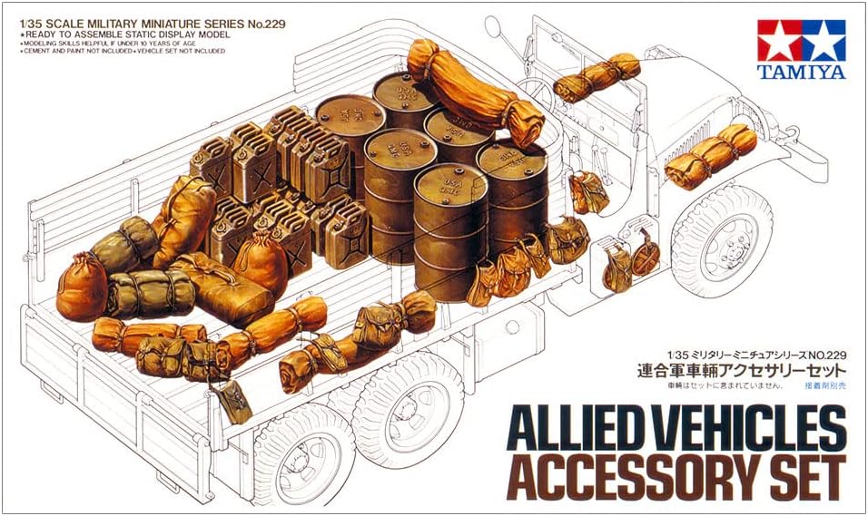 Tamiya TM35229 35229 Allied Vehicles Accessory Set 1:35 Military Model Kit, for 14 Jahre to 99 Jahre
