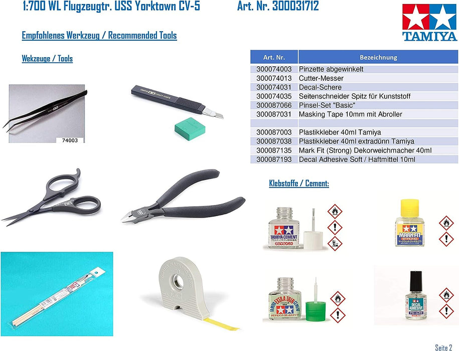 Tamiya 300031712 - Maqueta del portaaviones USS Yorktown CV-5 (Escala: 1:700