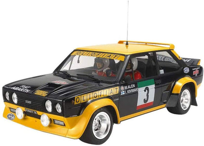 Tamiya 20069-000 1:20 Fiat 131 Abarth Rally Olio, faithful replica, model making, plastic kit, crafts, hobby, gluing, model kit, assembly, unpainted, blue/yellow