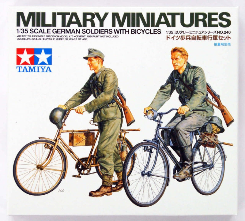 Tamiya 300035240 - 1:35 Diorama-Set Soldaten mit Fahrrad (2