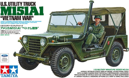 TAMIYA- Toy Vehículo de Transporte M151A1 Juguete, Color Verde, S (35334