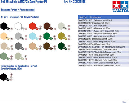 Tamiya-1/48 A6M3/3A (Zeke) Plastic Airplane Mitsubishi Fahrzeug Kit Modelo, Multicolor (TAM61108