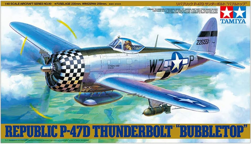 Tamiya 300061090-1:48 WWII US Republic P-47D Thunderbolt Razorback