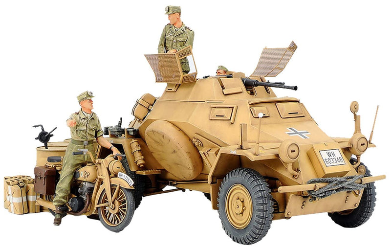 TAMIYA- SD.Kfz.222 África 300035286-1:35 WWII Special Motor Vehicle 222 Scout Tank North (3). Réplica Fiel, plástico, Manualidades, Kit de Modelo, Montaje, sin Pintar, Color Beige, zzzz-s (35286