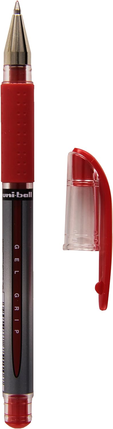 Uni-Ball 751107000 UM-151S Signo Gel Pens with Gel Grip, Red Gel, 0.7mm Stainless Steel Nib (Pack of 12
