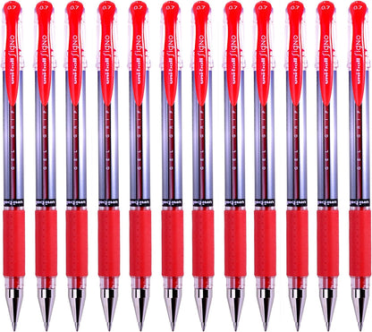 Uni-Ball 751107000 UM-151S Signo Gel Pens with Gel Grip, Red Gel, 0.7mm Stainless Steel Nib (Pack of 12