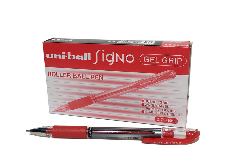Uni-Ball 751107000 UM-151S Signo Gel Pens with Gel Grip, Red Gel, 0.7mm Stainless Steel Nib (Pack of 12
