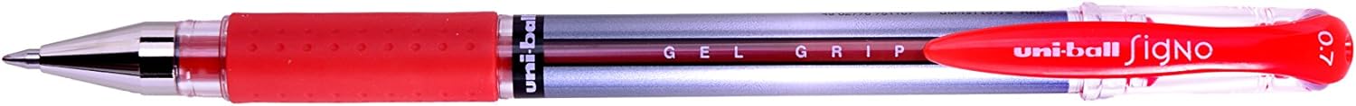 Uni-Ball 751107000 UM-151S Signo Gel Pens with Gel Grip, Red Gel, 0.7mm Stainless Steel Nib (Pack of 12