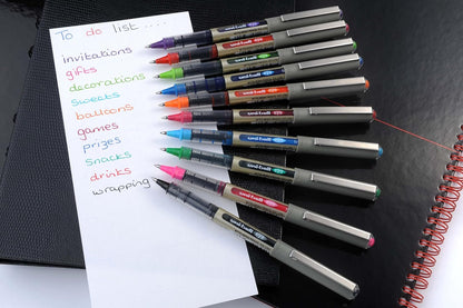 uni-ball UB-157 Eye Blue Rollerball Pens. Premium Fine 0.7mm Ballpoint Tip for Super Smooth Handwriting, Drawing, Art, Crafts and Colouring. Fade and Water Resistant Liquid Uni Super Ink. Box of 12