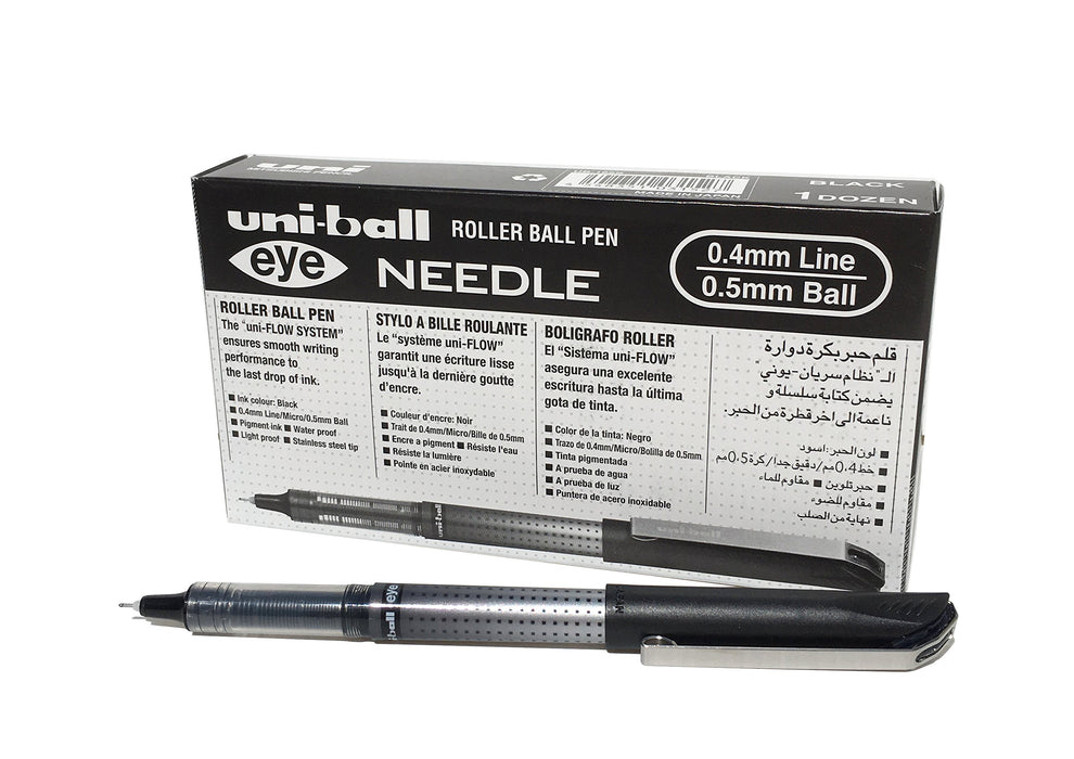 uni-ball Eye Needle UB-185S Rollerball Pen - Black, Box of 12