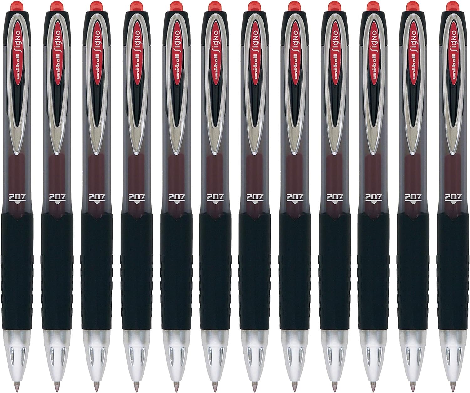 Uni-ball 704527 SigNo 207 Gel Rollerball Pen Retractable Fine 0.7mm Tip 0.5mm Line Red Ref 9004602