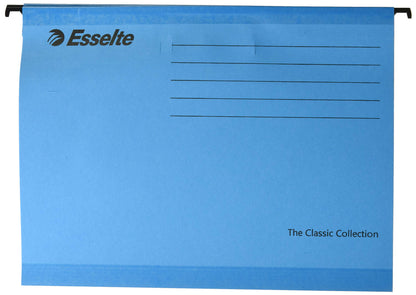 Esselte Classic Reinforced Suspension File, A4, Pack of 25, Tabs Included, Blue, 90311