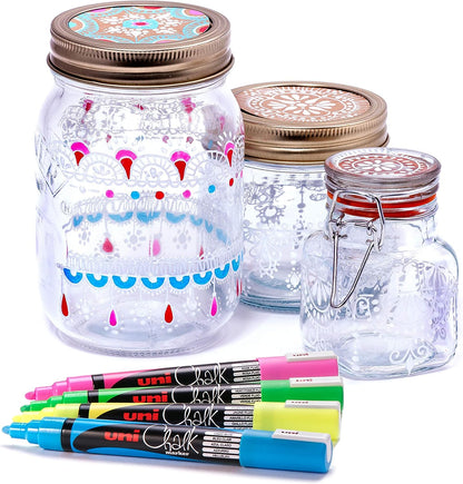 uni-ball PWE-5M Liquid Chalk Pens. Multi-Purpose Wipeable Coloured Markers for Blackboards, Chalkboards, Whiteboards, Glass, Mirrors, Plastic, Windows, Metal. Safe for Kids. Bullet Tip. 8 Pack