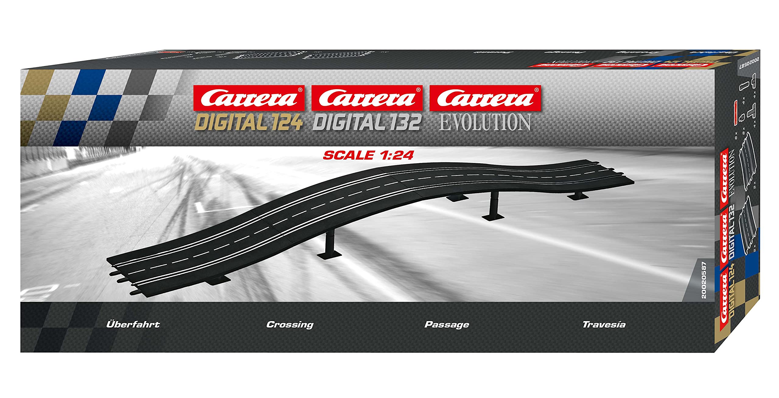 Carrera 20020587 200220587 Crossing (4) Slot Car Track Accessory, Multicoloured, 6.4 L X 49.6 H X 20.4 W (Cm