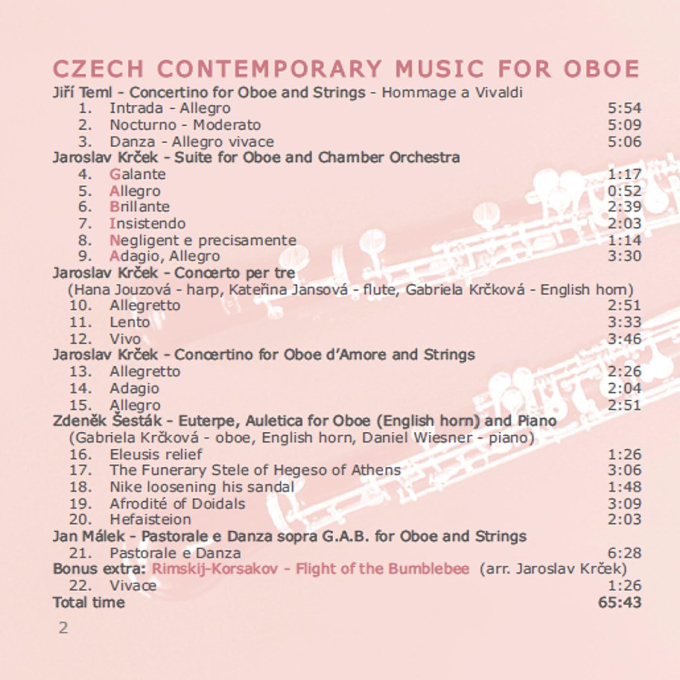 Czech Contemporary Music for Oboe