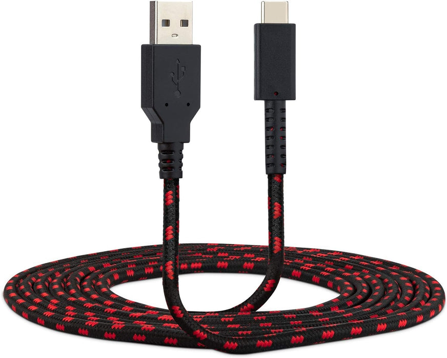 PDP Gaming Charge Cable | 8 Feet USB C Charger: Black/Red - Nintendo Switch