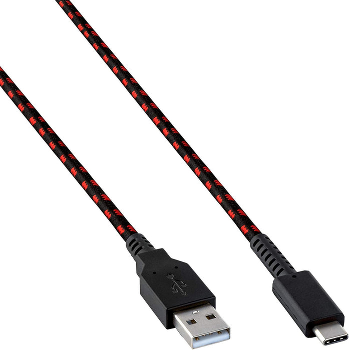 PDP Gaming Charge Cable | 8 Feet USB C Charger: Black/Red - Nintendo Switch