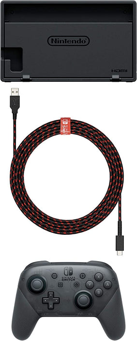 PDP Gaming Charge Cable | 8 Feet USB C Charger: Black/Red - Nintendo Switch