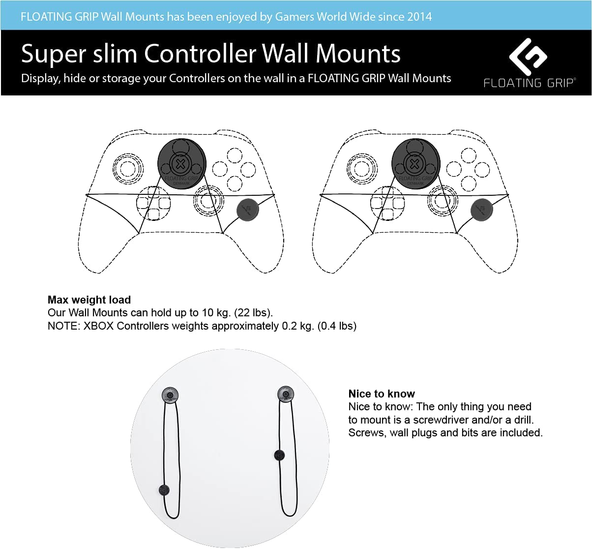 XBOX Series X wall mount by FLOATING GRIP - Bundle (Xbox Series X/