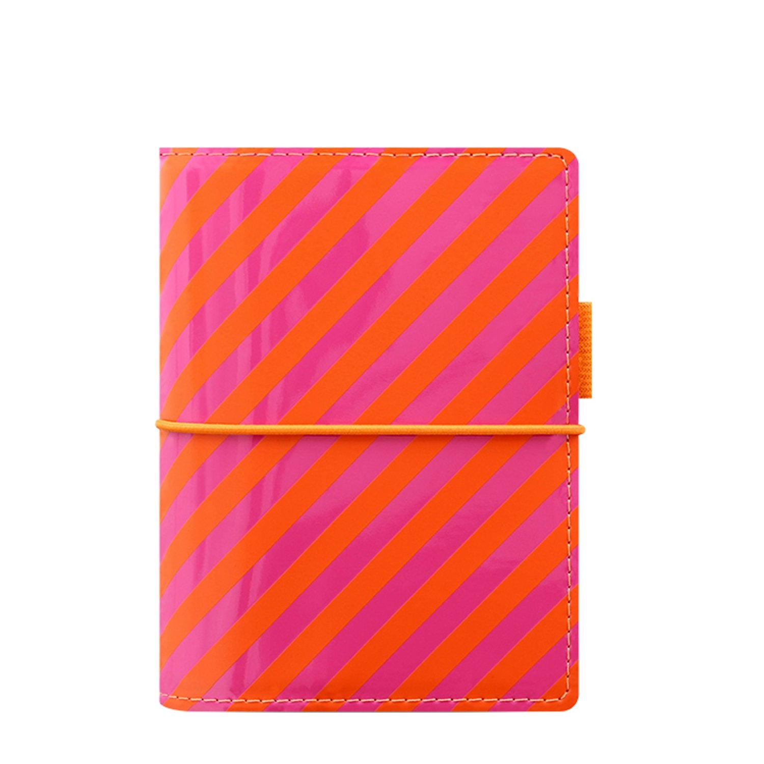 Filofax Pocket Domino Patent orange/pink stripes organiser