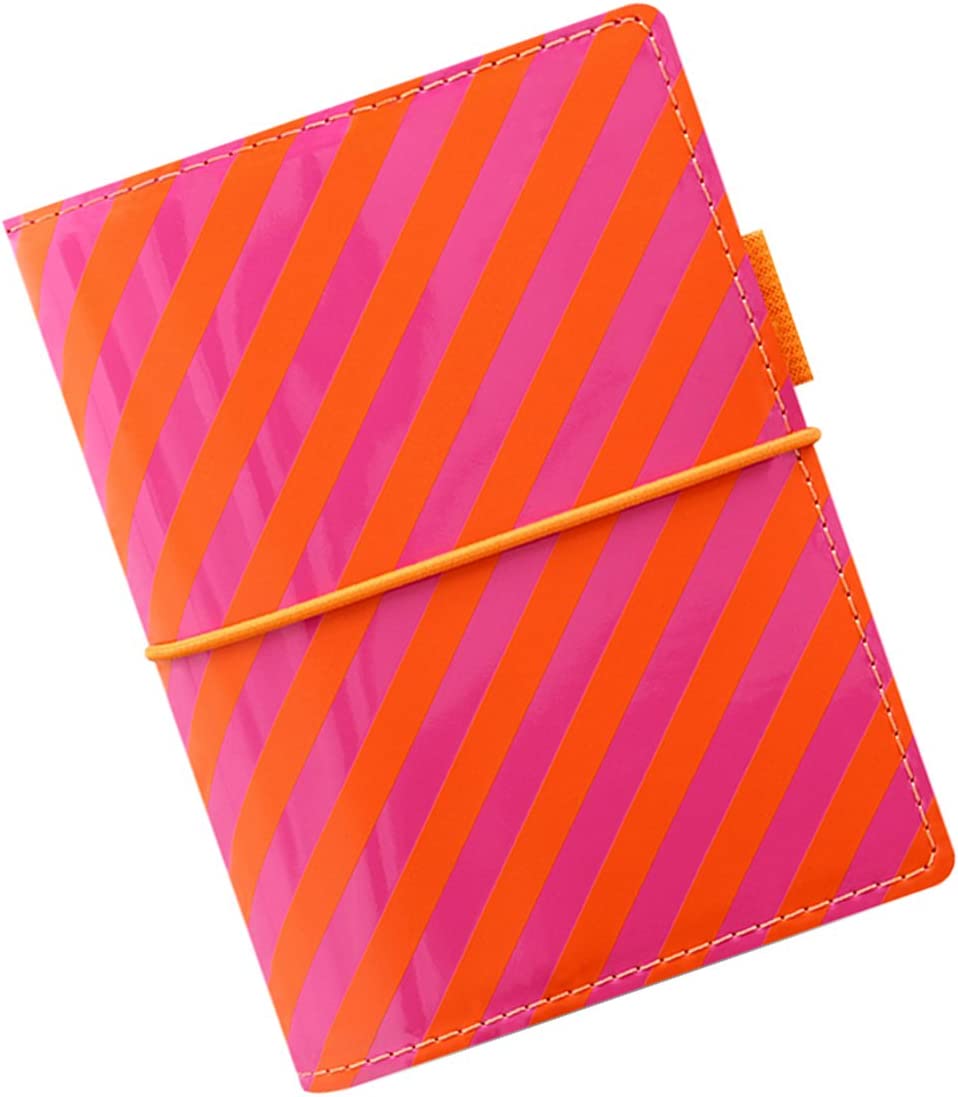 Filofax Pocket Domino Patent orange/pink stripes organiser
