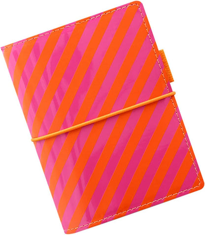 Filofax Pocket Domino Patent orange/pink stripes organiser