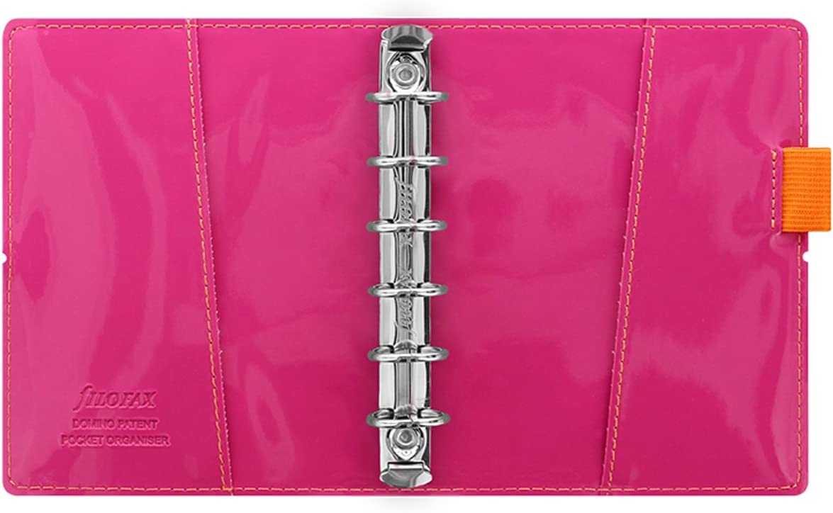 Filofax Pocket Domino Patent orange/pink stripes organiser