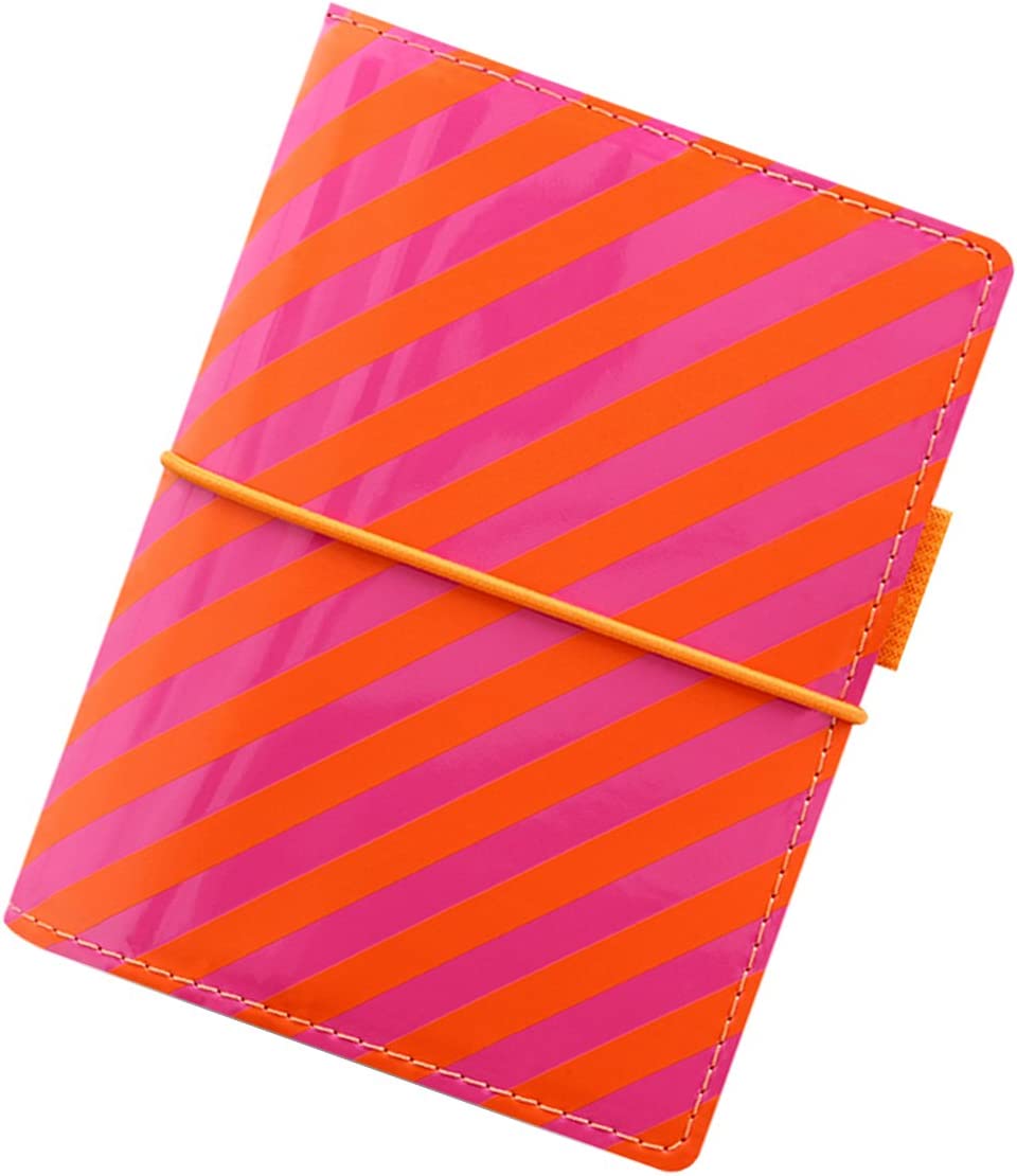Filofax Pocket Domino Patent orange/pink stripes organiser