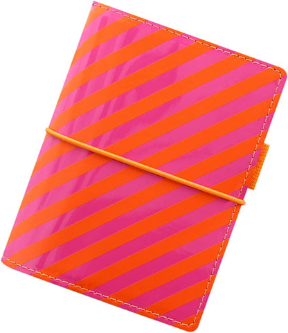 Filofax Pocket Domino Patent orange/pink stripes organiser