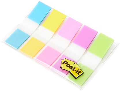 Post-it Index Small In a Plastic Dispenser, Assorted Bright Colours, 5 Packs of 20 Sticking Strips - To Mark, Highlight or Color Code Important Information