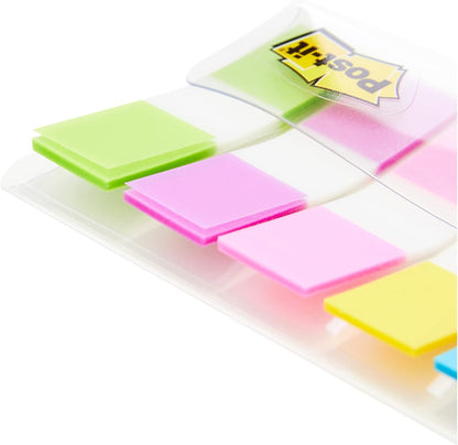 Post-it Index Small In a Plastic Dispenser, Assorted Bright Colours, 5 Packs of 20 Sticking Strips - To Mark, Highlight or Color Code Important Information