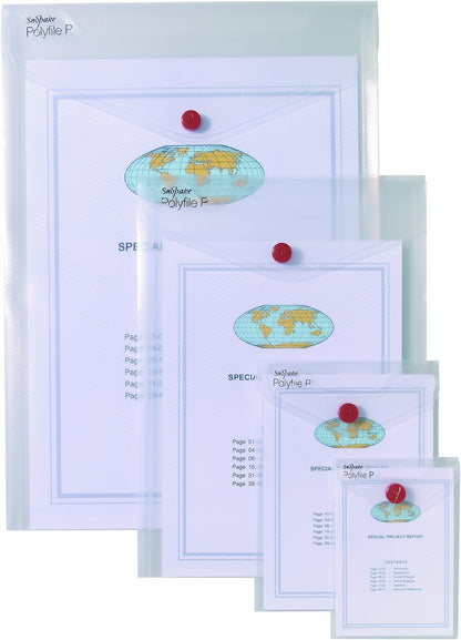 Snopake A6 Polyfile P Portrait Popper Wallet with Press Stud Closure  Clear