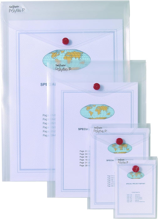 Snopake A6 Polyfile P Portrait Popper Wallet with Press Stud Closure  Clear
