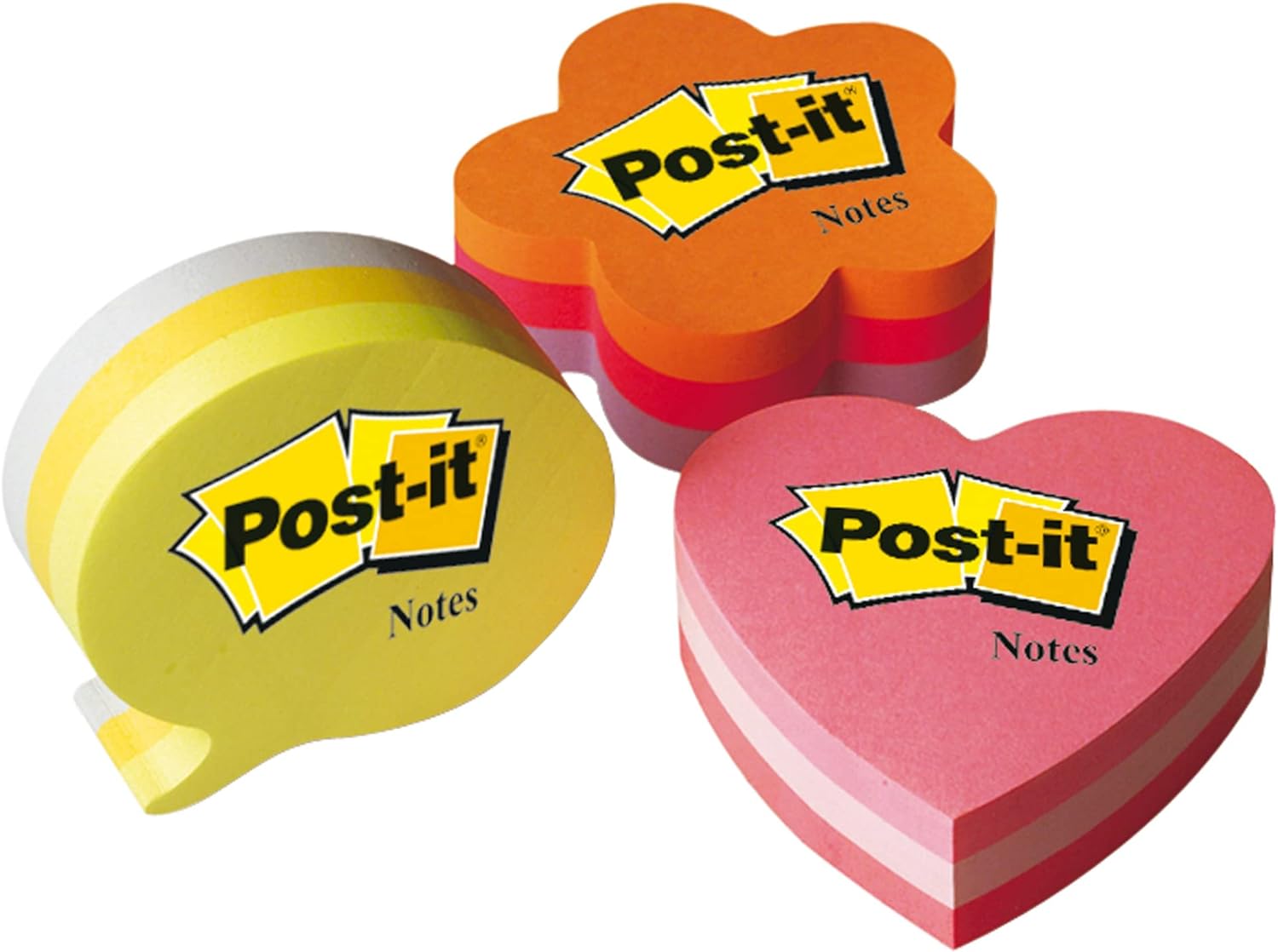 Post-it Notes Die-Cut Shape, Heart, Pink, 70 mm x 70 mm, 225 Sheets - Self-stick Notes For Note Taking, To Do Lists & Reminders